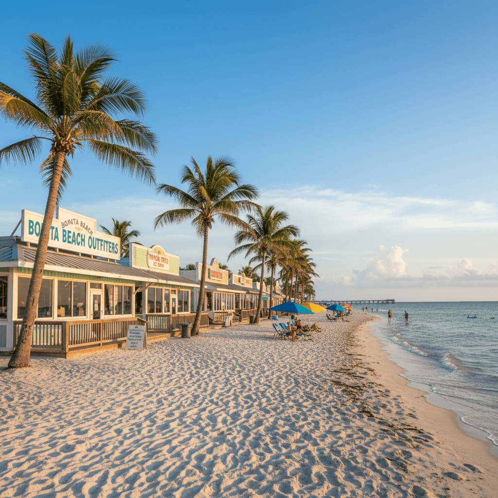 Bonita Springs beach and shops